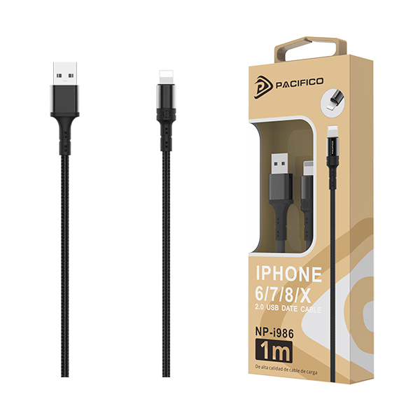 Cable USB-IPhone 6/7/8/X NP-I986 – Negro 1