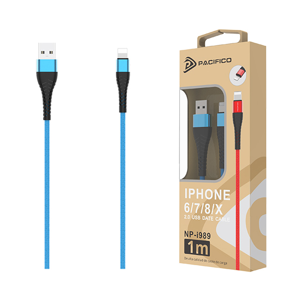 Cable USB-Iphone 6/7/8/X NP-I989 – Azul 1
