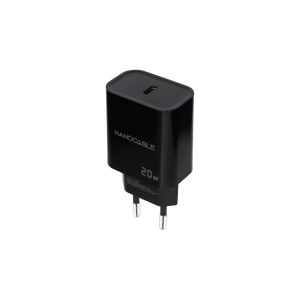 NANOCABLE - Cargador USB-C PD 20W, Negro