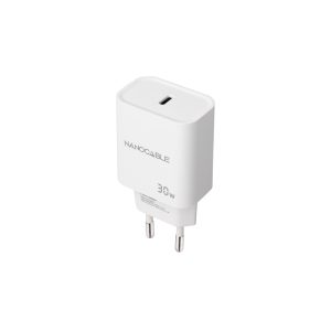 NANOCABLE - Cargador USB-C PD 30W, Blanco