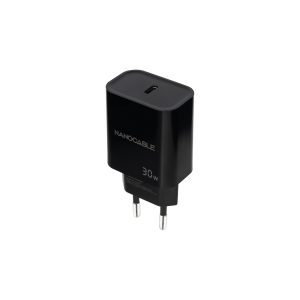 NANOCABLE - Cargador USB-C PD 30W, Negro